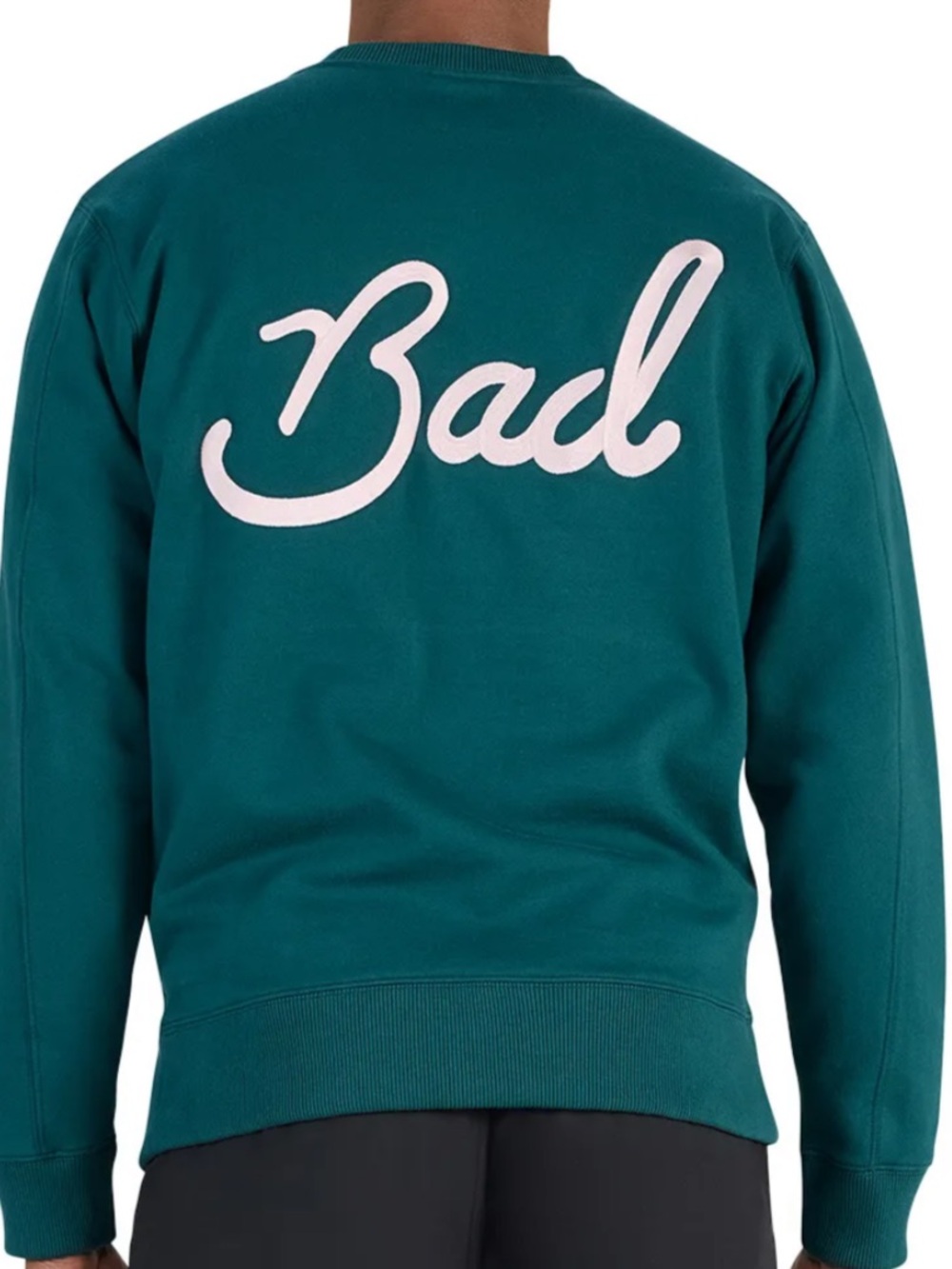 Bad Birdie Teal Crewneck Sweatshirt with Pink Floral Embroidery - Picture 4 of 6